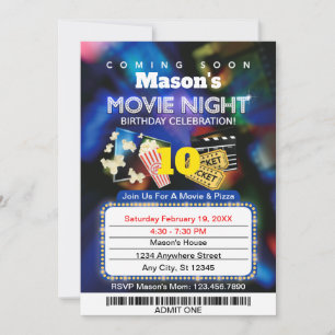 Movie Night Birthday Party Invitation
