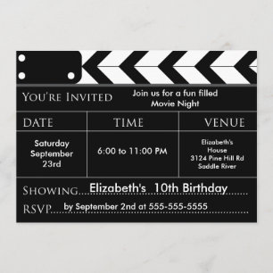 MOVIE NIGHT Birthday Party Invitation