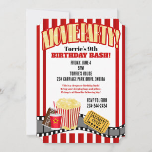 Movie Night Birthday Party Invitation