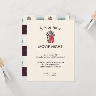 Movie Night Birthday Party Invitation
