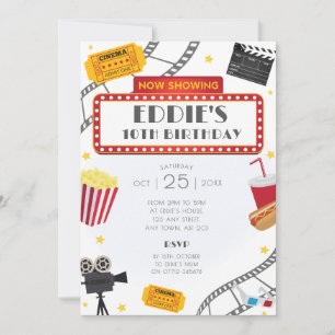 Movie Night Birthday Party Invitation Cinema