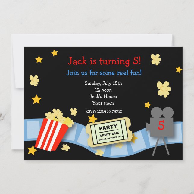 Movie Night Birthday Party invitations (Front)