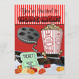 Movie Night Birthday Party Invitations