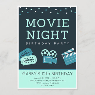Movie Night Birthday Party Invitations