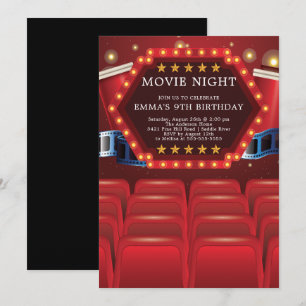 Movie Night Birthday Party Invitations