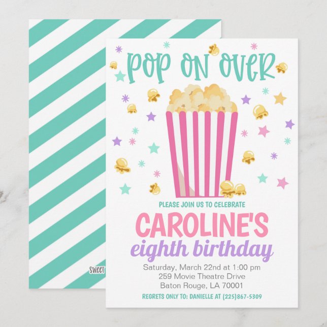 Movie Night Birthday Party Invite (Front/Back)