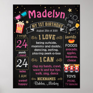 Movie Night Birthday Party milestone sign