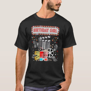 Movie Night Birthday Party Pajama Slumber Popcorn T-Shirt