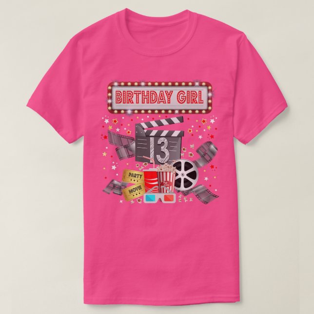 Movie Night Birthday Party Pajama Slumber Popcorn  T-Shirt (Design Front)