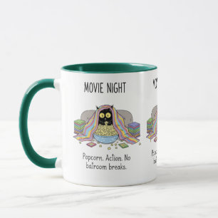 Movie Night Black Cat Coffee Mug – Funny Cat Lover