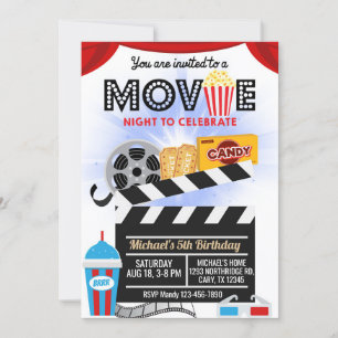 Movie night boy birthday invitation. invitation