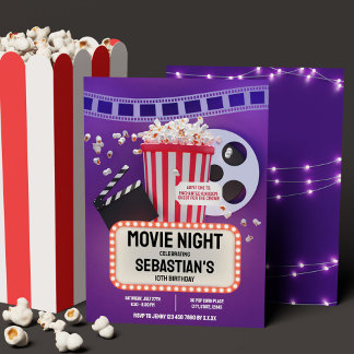 Movie Night Childrens Birthday Party Invitation