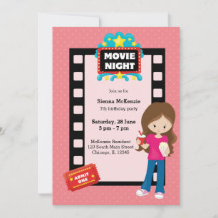 Movie night * choose background colour invitation