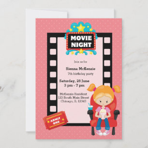 Movie night * choose background colour invitation