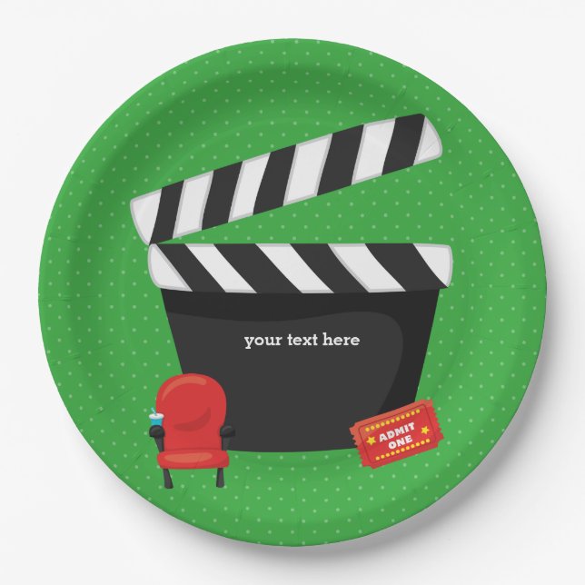 Movie night * choose background colour paper plate (Front)