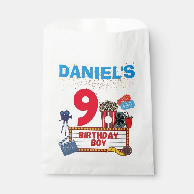 Movie Night Cinema Birthday Boy Theme Party  Favour Bags (Front)