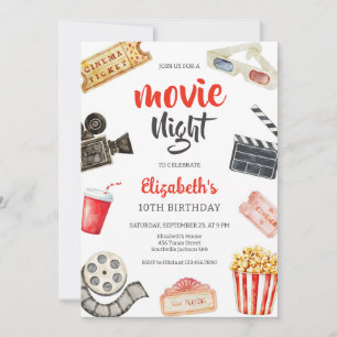 Movie Night Cinema Party Birthday Invitation