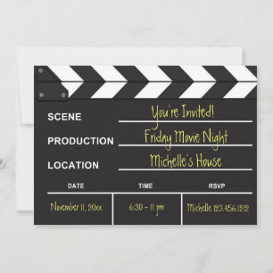 Movie Night Clapboard Invitation