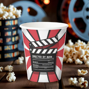 Movie Night    Clapperboard & Red Stripes Paper Cups