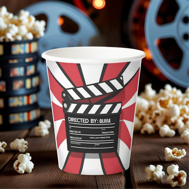 Movie Night  | Clapperboard & Red Stripes Paper Cups (Creator Uploaded)