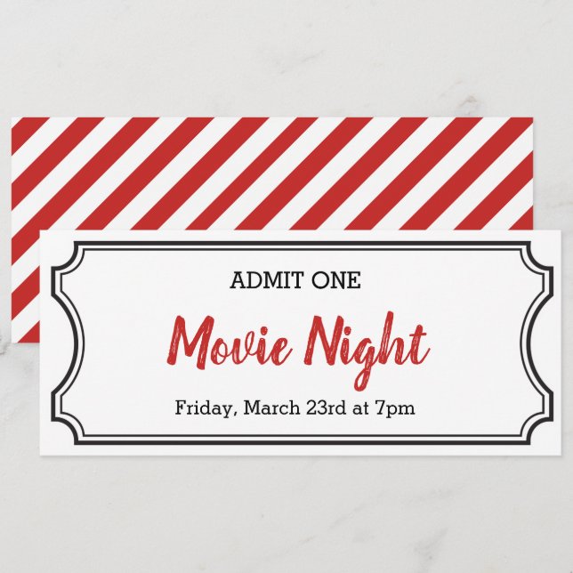 Movie Night Coupon Ticket Invitation (Front/Back)