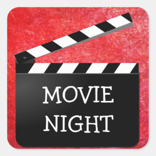 Movie Night Cut Sign Birthday Party Stickers