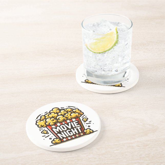 Movie Night Delight Playful Popcorn Coaster (Side)