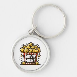 Movie Night Delight Playful Popcorn Key Ring