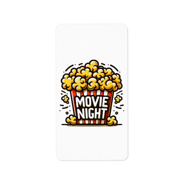 Movie Night Delight Playful Popcorn Label (Front)