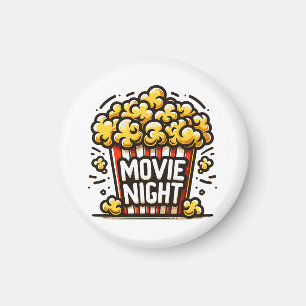 Movie Night Delight Playful Popcorn Magnet
