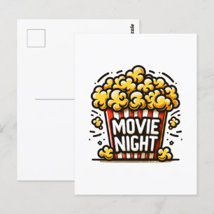 Movie Night Delight Playful Popcorn Postcard