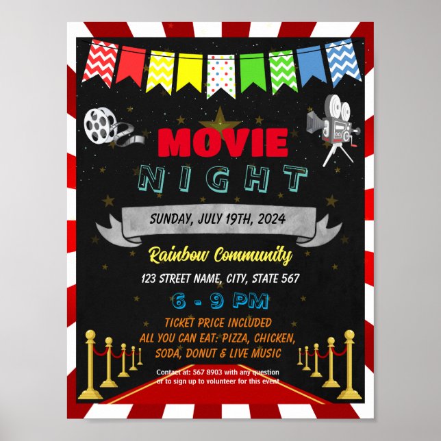 Movie Night event template Poster (Front)