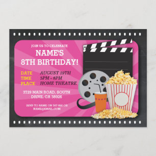Movie Night Film Cinema Birthday Party View Invite