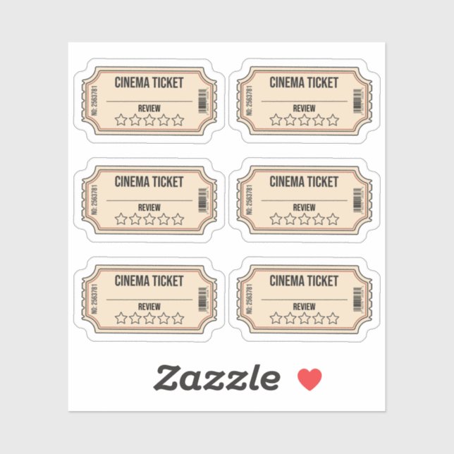 Movie Night Film Star Rating Labels Cinema Tickets (Sheet)