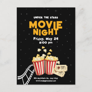 Movie Night Flyer, Movie Night Birthday Party  Postcard