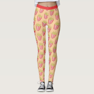 Movie Night Fun Popcorn Pattern Leggings
