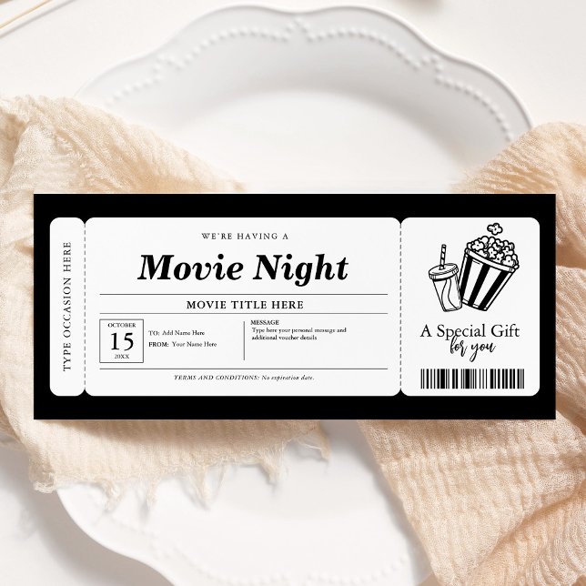 Movie Night Gift Coupon Ticket Invitation (Creator Uploaded)