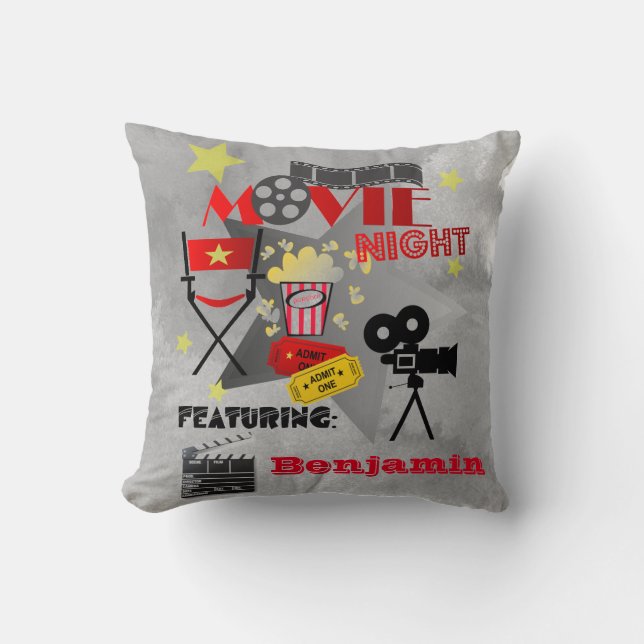 Movie Night Home Theater Design with Name Cushion (Front)