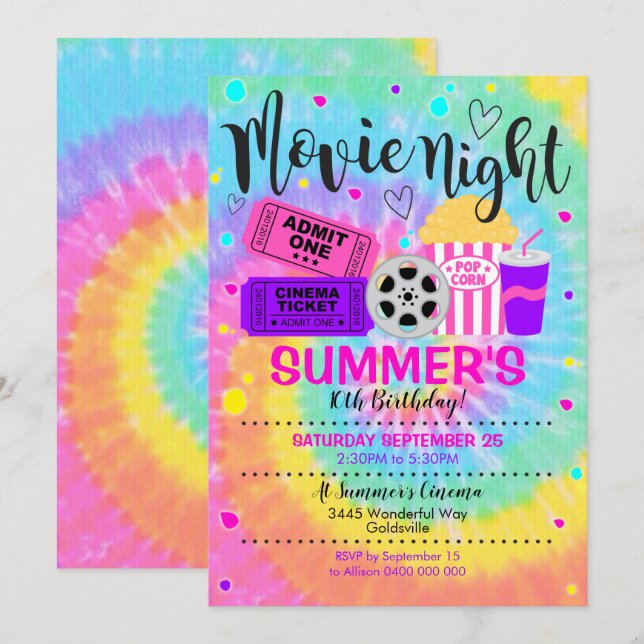 Movie Night Invitation Cinema Party (Front/Back)