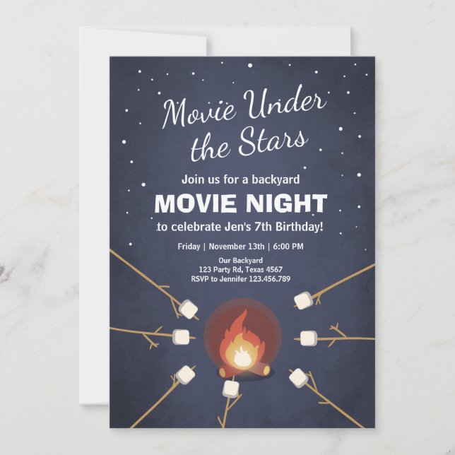 Movie Night Invitation Under the Stars Bonfire (Front)