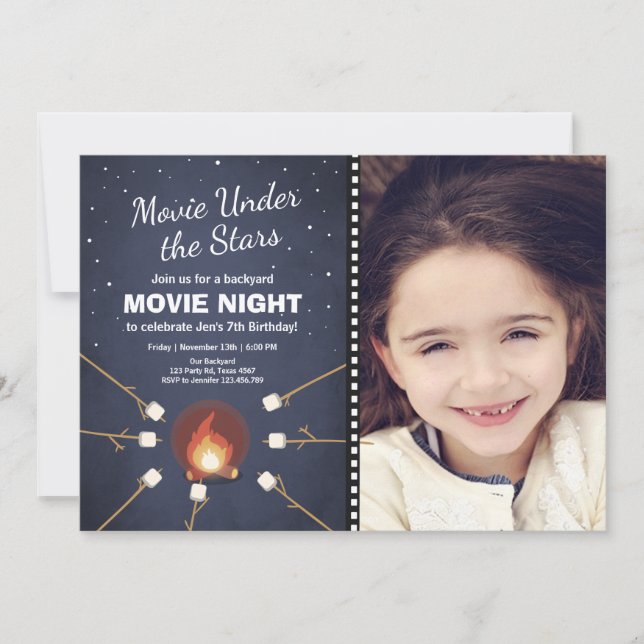 Movie Night Invitation Under the Stars Bonfire (Front)