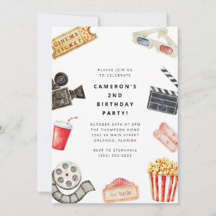 Movie Night Kids Birthday Party Invitation