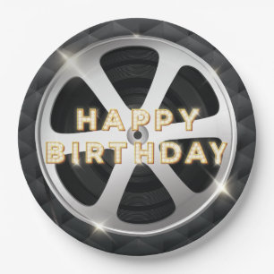 Movie Night Luxury Happy Birthday Paper Plate