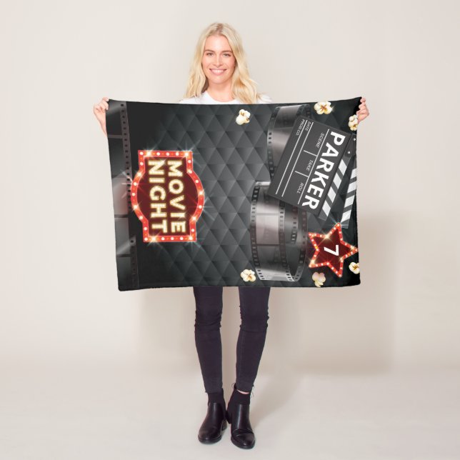 Movie Night Luxury Personalised Fleece Blanket (In Situ)