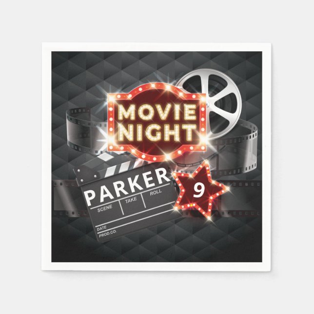 Movie Night Luxury Personalised Napkin (Front)