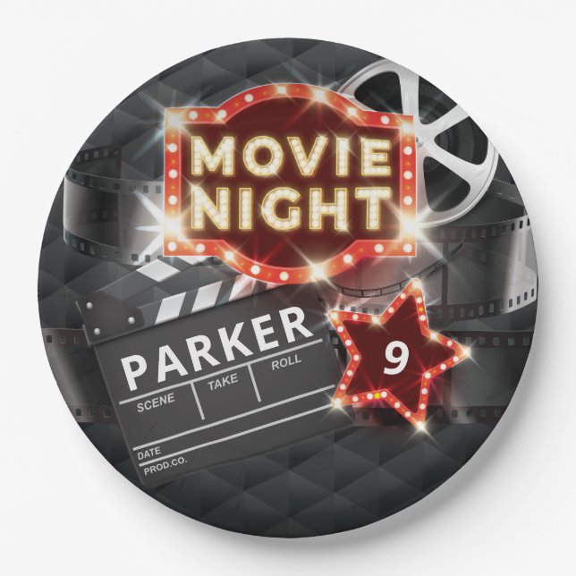 Movie Night Luxury Personalised Paper Plate (Front)
