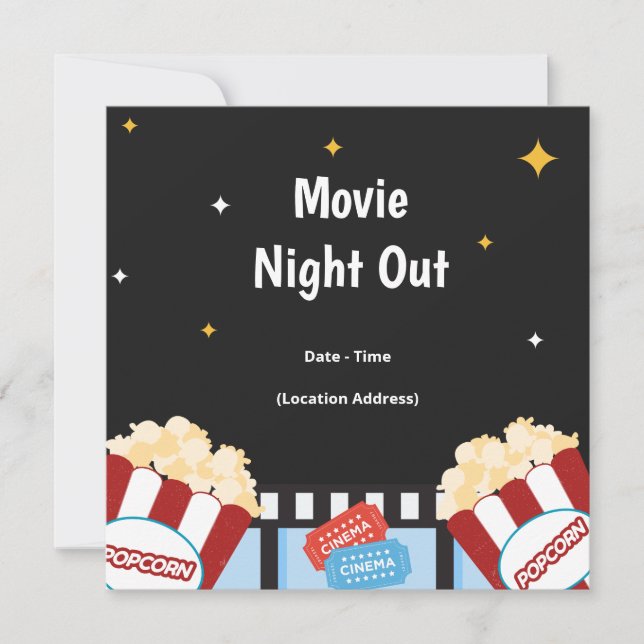 Movie Night Out Backyard Party Invite (Front)