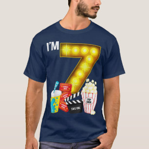 Movie Night Party 7th Birthday Movie Theme Kids Bi T-Shirt