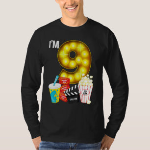 Movie Night Party 9th Birthday Movie Theme Kids Bi T-Shirt