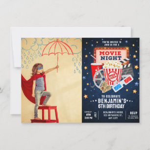 Movie night Photo Birthday Invitation